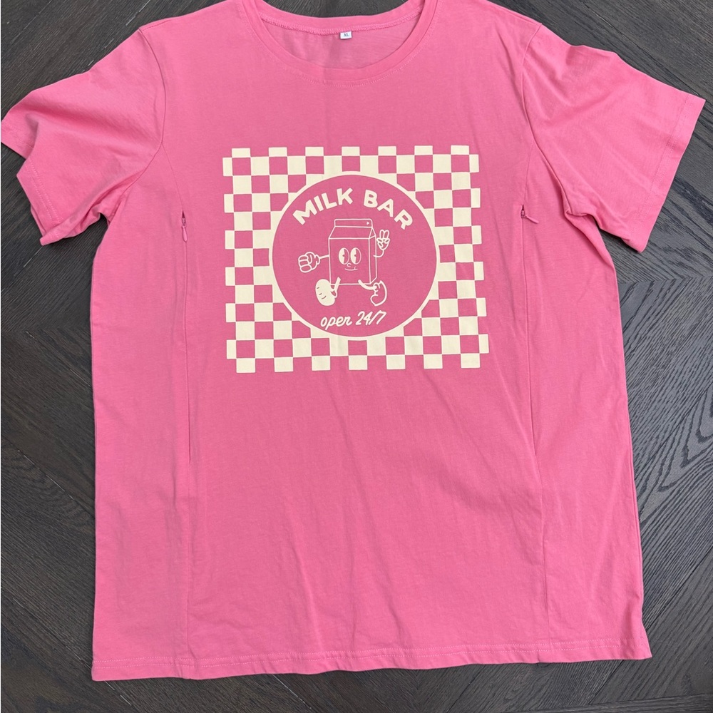 Pink Milk Bar Graphic Nursing T-Shirt